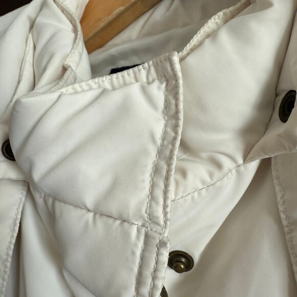 SYSTEM 1990 | White Down Puffer Coat with Fur Trimmed Hood | Small - Picture 9 of 10